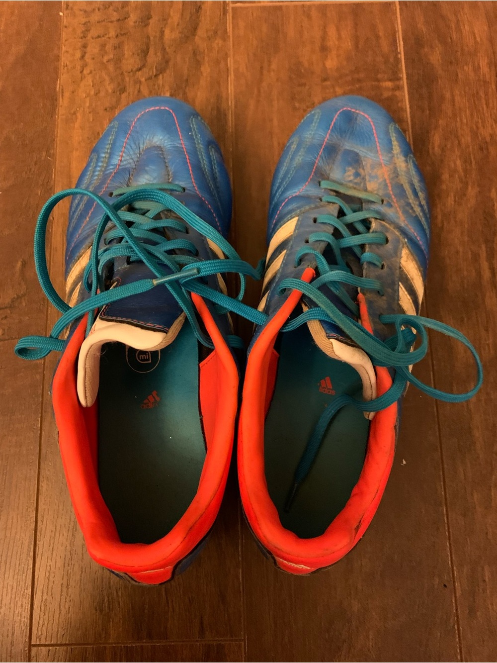 Adidas mens Blue Teal Soccer Shoes